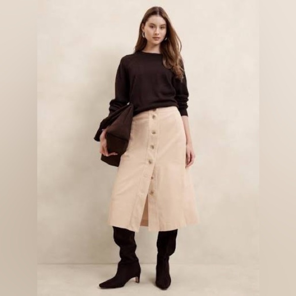 Banana Republic Factory Beige Midi Skirt